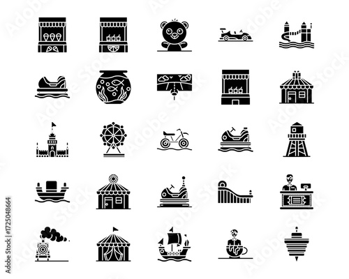 Theme Park Line Vector Icons