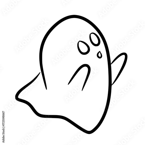 Handdrawn ghost looking to side