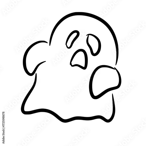 Cute cartoon ghost with raised hands