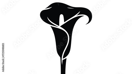 Striking calla lily blossom in elegant black silhouette, perfect for modern designs and sophisticated branding projects with a minimalist flair