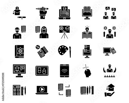Online Education Line Vector Icons