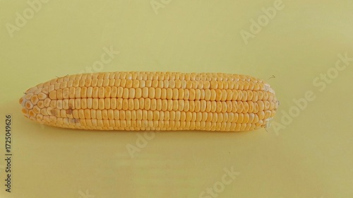 Fresh corn isolated on yellow background. Clipping path.