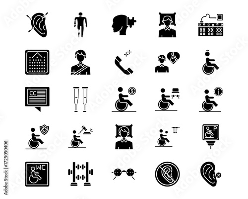Disability Line Vector Icons