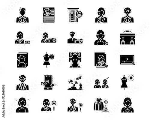Modelling Agency Line Vector Icons