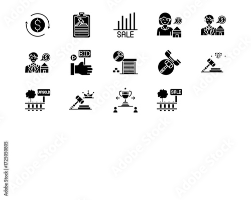 Auction House Line Vector Icons