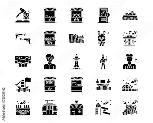 Theme Park Line Vector Icons