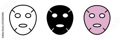 Face sheet mask icon monochrome icon stroke, filled and colored concept for web design.