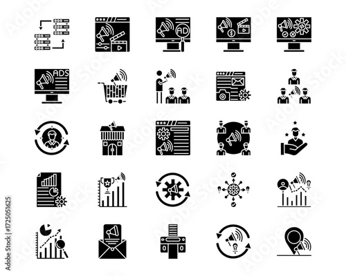Marketing Technology Line Vector Icons