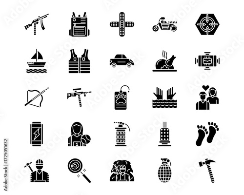 Battle Royale Line Vector Icons