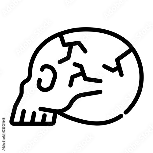 Skull. This is a vector single icon with a dashed line style. It is suitable for various purposes, including website design, mobile app design, and logo design.