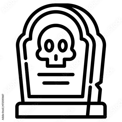 Tombstone. This is a vector single icon with a dashed line style. It is suitable for various purposes, including website design, mobile app design, and logo design.