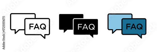 FAQ  icon speech, to get information about frequently asked questions stroke, filled and colored concept for web design.