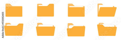 Folder icon set. File and folder web icons. Real digital folder. Open and closed folder icon. Vector illustration.	