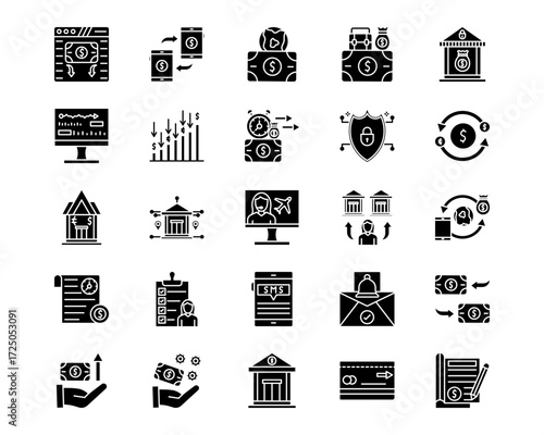 Online Money Services Line Vector Icons