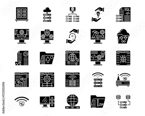 Web Hosting Line Vector Icons