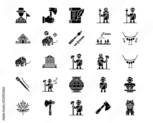 Prehistoric Line Vector Icons