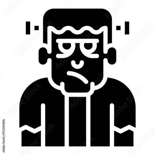 Frankenstein. This is a vector single icon with a solid style. It is suitable for various purposes, including website design, mobile app design, and logo design.