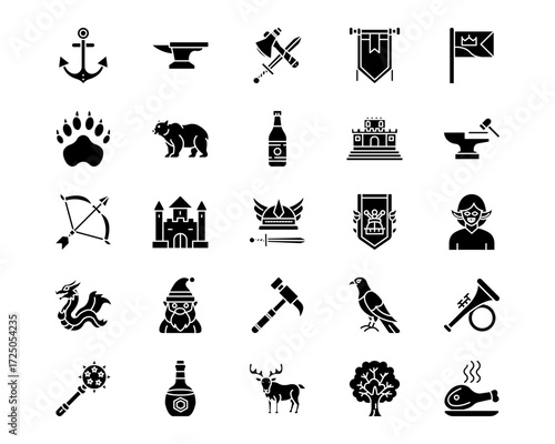 Vikings Line Vector Icons