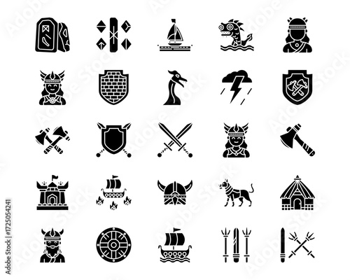 Vikings Line Vector Icons