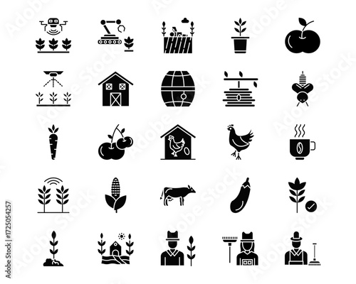 Farming and Gardening Line Vector Icons