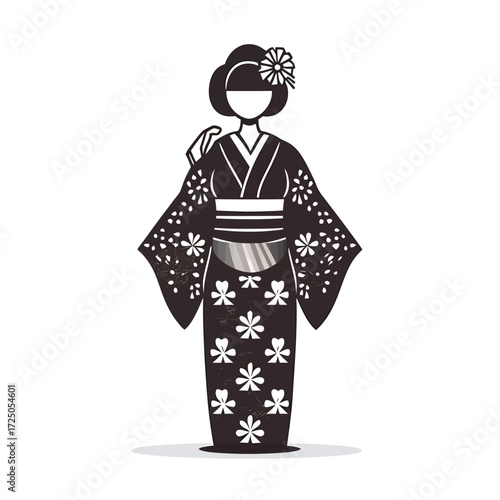 Beautiful Japanese woman in traditional kimono dress
