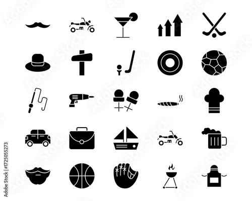 Fathers Day Line Vector Icons