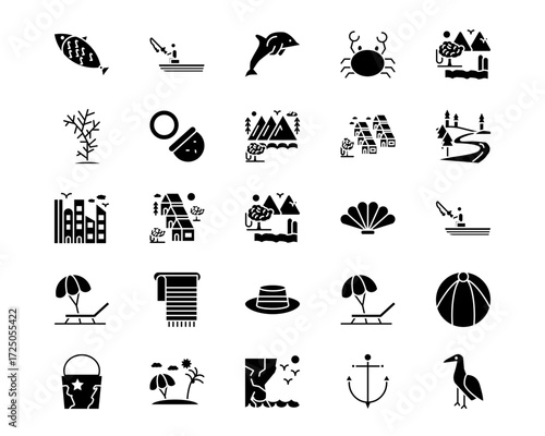 Coastline Line Vector Icons