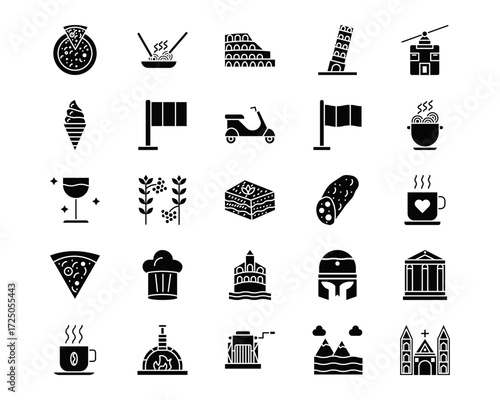 Italy Line Vector Icons