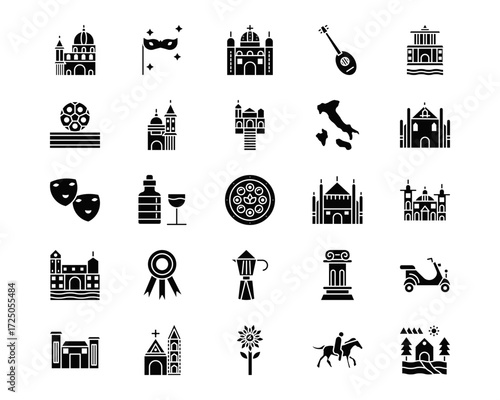 Italy Line Vector Icons