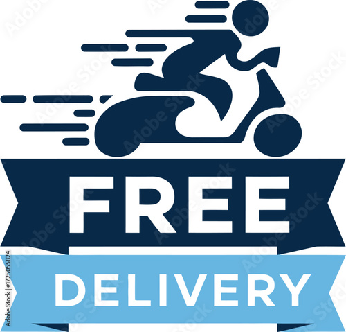 Fast scooter delivery service free shipping icon for online shopping and logistics