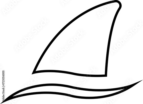 Shark fin moving icon, Silhouette bold and minimal in Water for Ocean and Danger Themes, depicting marine life suitable for logos, transparent . icons, or nautical designs, mobile apps or ui