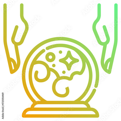 Crystal ball. This is a vector single icon with a dashed line gradient style. It is suitable for various purposes, including website design, mobile app design, and logo design.