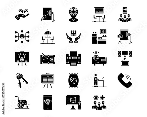 Coworking Space Line Vector Icons