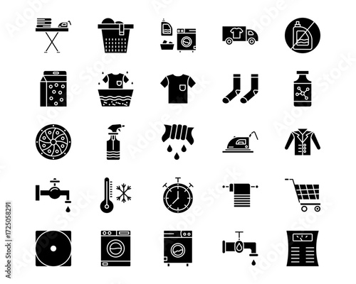 Laundry Line Vector Icons