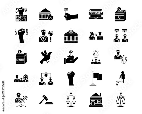 Human Rights Line Vector Icons