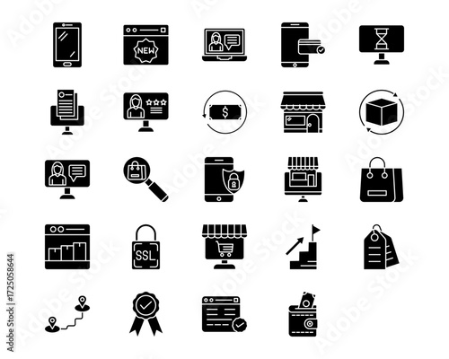 Online Store Line Vector Icons