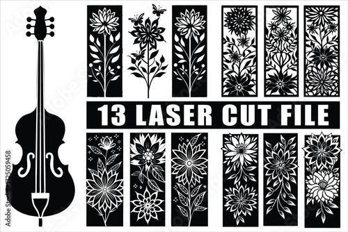 Laser cut flower panels and cello design set