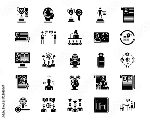 Curriculum Vitae Line Vector Icons