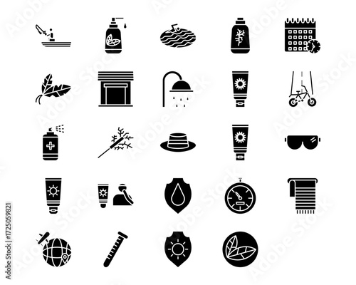 Sun Protection Line Vector Icons