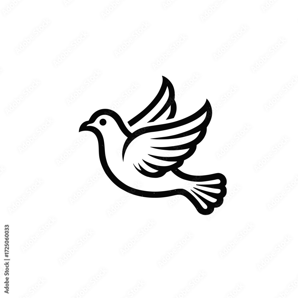 Fototapeta premium Flying dove sign. Outline style bird vector