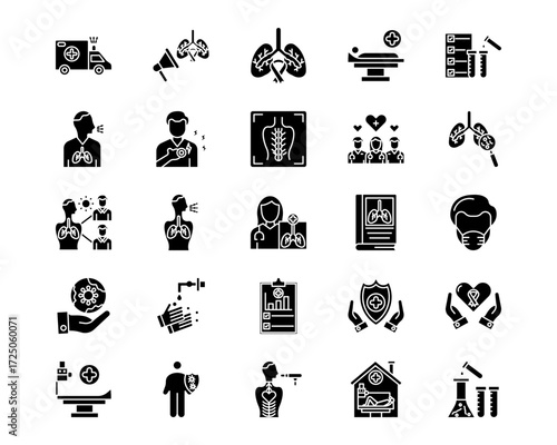 Tuberculosis Line Vector Icons