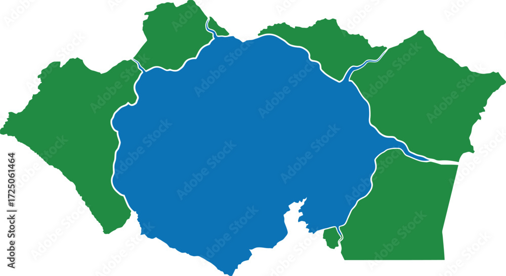 Fototapeta premium Lagoon Coastal Region Map Illustration