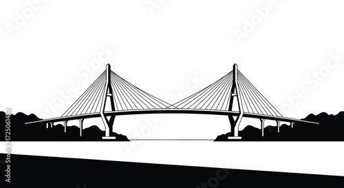 Modern Cable Stay Bridge Over Waterway