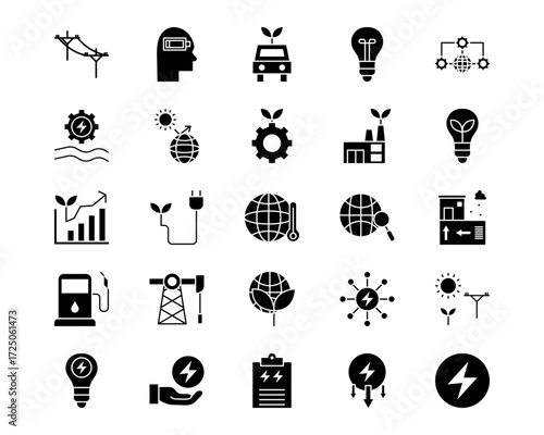 Renewable Energy Line Vector Icons