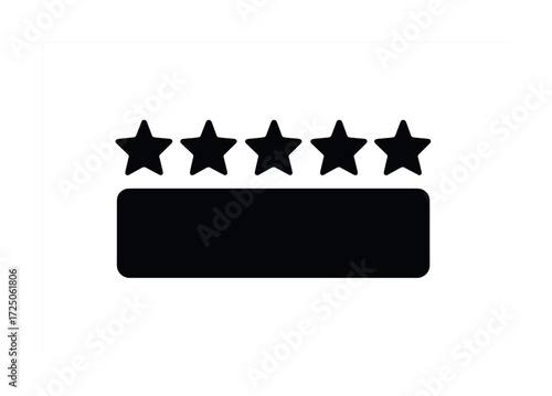 Five-star rating icon with blank space for text in black and white