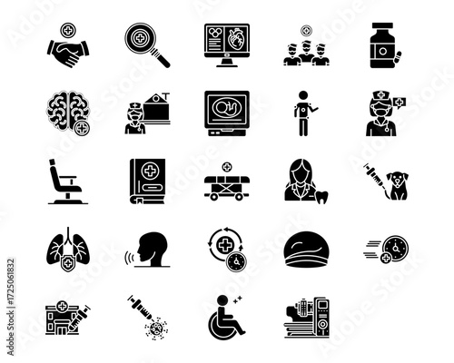 Psychiatric Hospitals Line Vector Icons