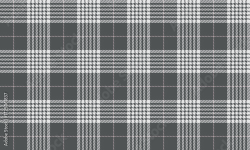 Seamless plaid fabric, dark grey, white, pink, suitable for textiles, producing fashion clothes, skirts, pants, shirts or uniforms.