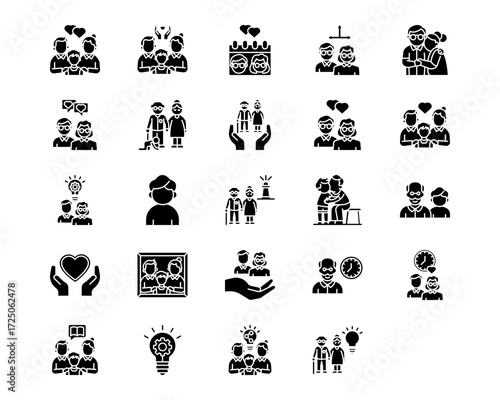 Grandparents Line Vector Icons