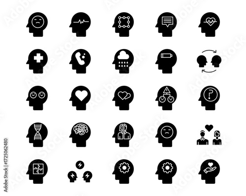 Mental Health Line Vector Icons