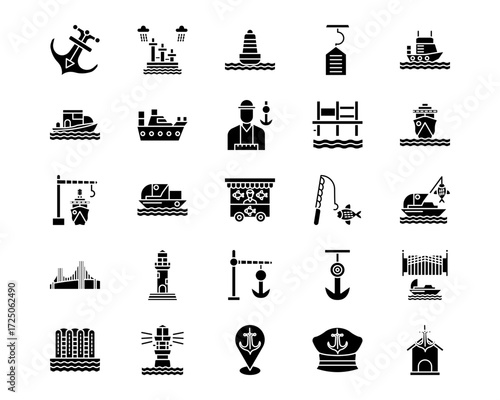 Harbour Line Vector Icons